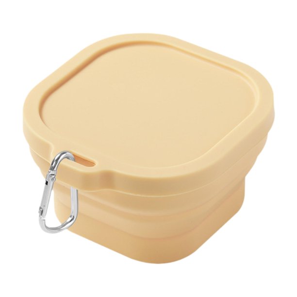 Tazón plegable Recipiente de almacenamiento de alimentos portátiles para la mochila para estudiantes de cocina Amarillo