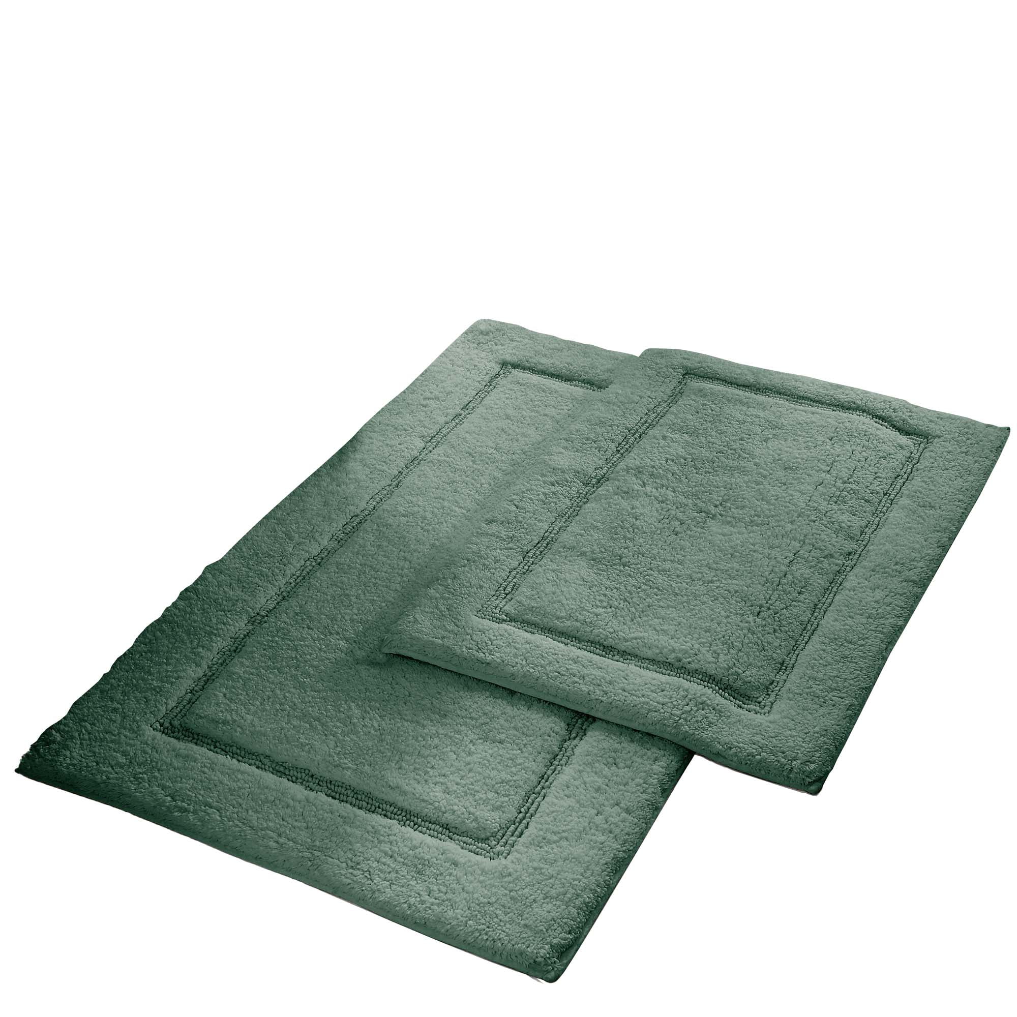 Modern Threads Non-Slip Bath Rug Set, Green 100% Cotton, 17" x 24" & 21" x 34", (2 Pack)