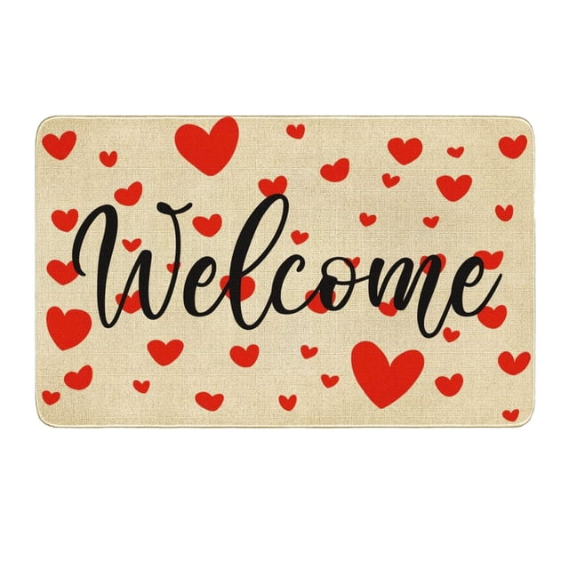 Decoración Del Día de San Valentín Alfombra de Puerta Del Día de San Valentín Alfombras de Bienvenida Al Aire Libre para la Puerta Delantera Gnomes de San Valentín Amor Corazones Regalos Alfombra de P