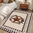thumbnail image 5 of 3x5 Washable Area Rug, Vintage Country Non-Slip Rectangle Rug for Living Room Bedroom, Star Wreath Farmhouse Black Buffalo Plaid Indoor Low Pile Floor Mat for Home Decor, 5 of 9
