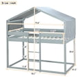 thumbnail image 2 of Twin Over Twin House Bunk Bed with Detachable Tent, Wood Twin over Twin Bunk Bed, Floor Bunk Bed with Safety Guardrail and Slats Support, No Box Spring Needed, Easy Assembly, 2 of 7