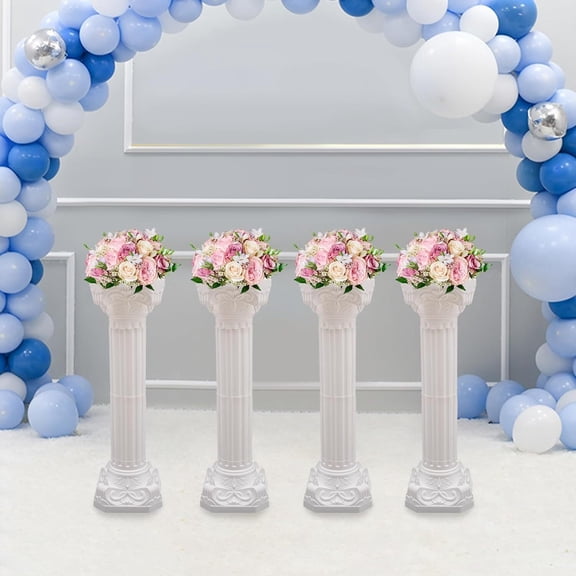 4 PCS  Roman Columns Set, White, 110.23lbs Load, Wedding Landscaping Roman Pillar for Decor