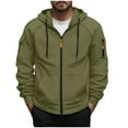 thumbnail image 2 of Men's Casual Fashion Solid Color Long Sleeved Warm Comfy Lightweight Hooded Zipper Cardigan Hoodie Jacket,Long Sleeve Going Out Tops Plain Hoodie Oversized Hoodie Mens Hoodies, 2 of 5