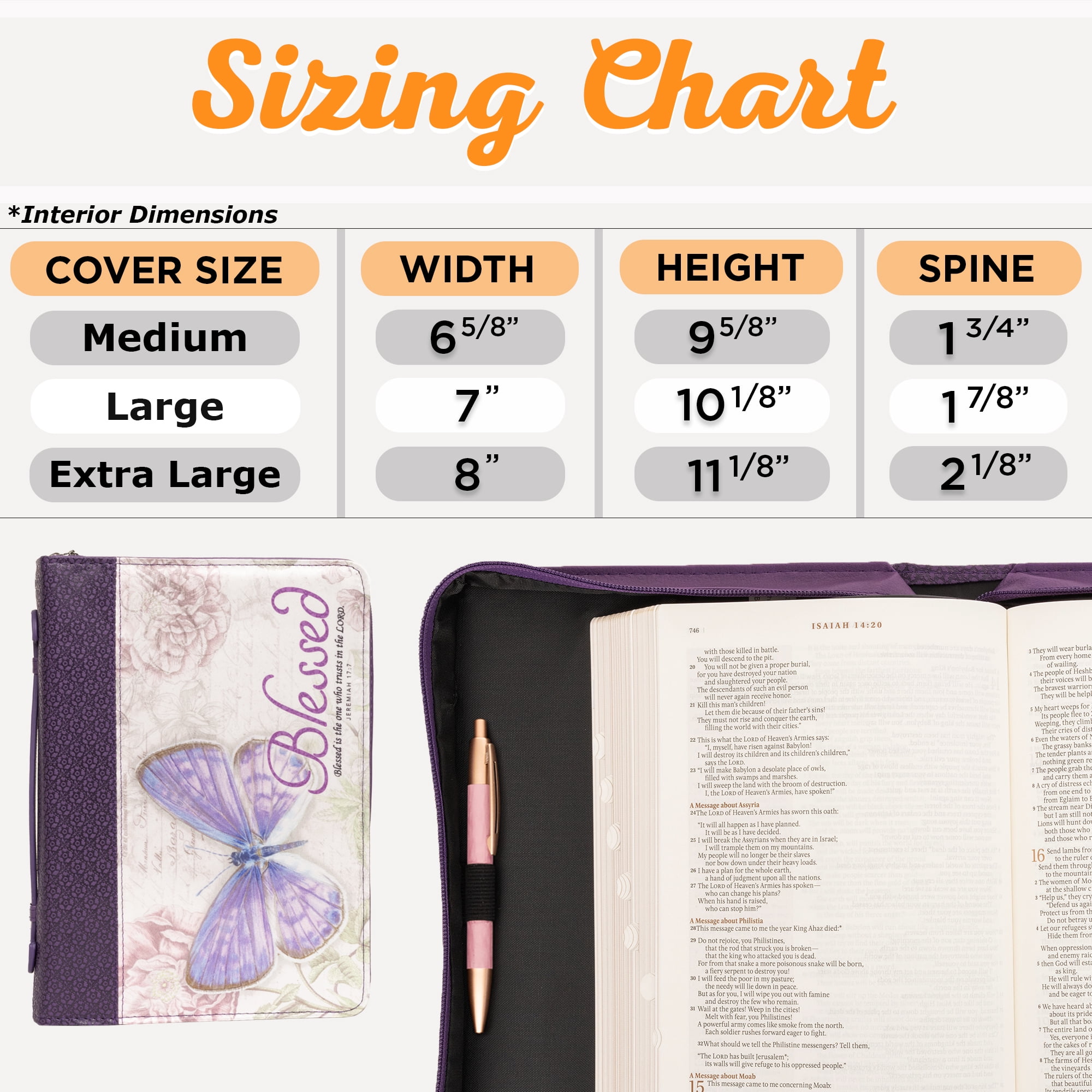 Purple Botanic Butterfly Blessings Fashion Bible Cover  Blessed Jeremiah 17:7  Bible Case Book Cover, Large Christian Art Gifts