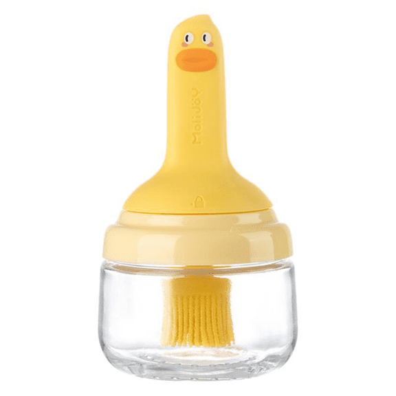 Retractable Oil Brush Dispenser, 2 In 1 Glass Olive Oil Bottle, Food Grade Silicone Basting Brush, Leak-Proof Sealed Container, Multi-Purpose Condiment Bottle for Cooking, BBQ, Grill and Frying