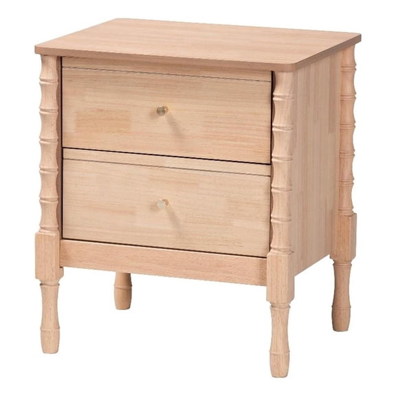 Baxton Studio Laurent Nightstand 2-Drawer Bedside Table with Bamboo