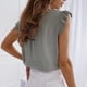 thumbnail image 3 of Blusa de punto con manga casquillo, elegante, informal, a la moda, con volantes y lazo atado, Top con manga casquillo para mujer, gris L, 3 of 5