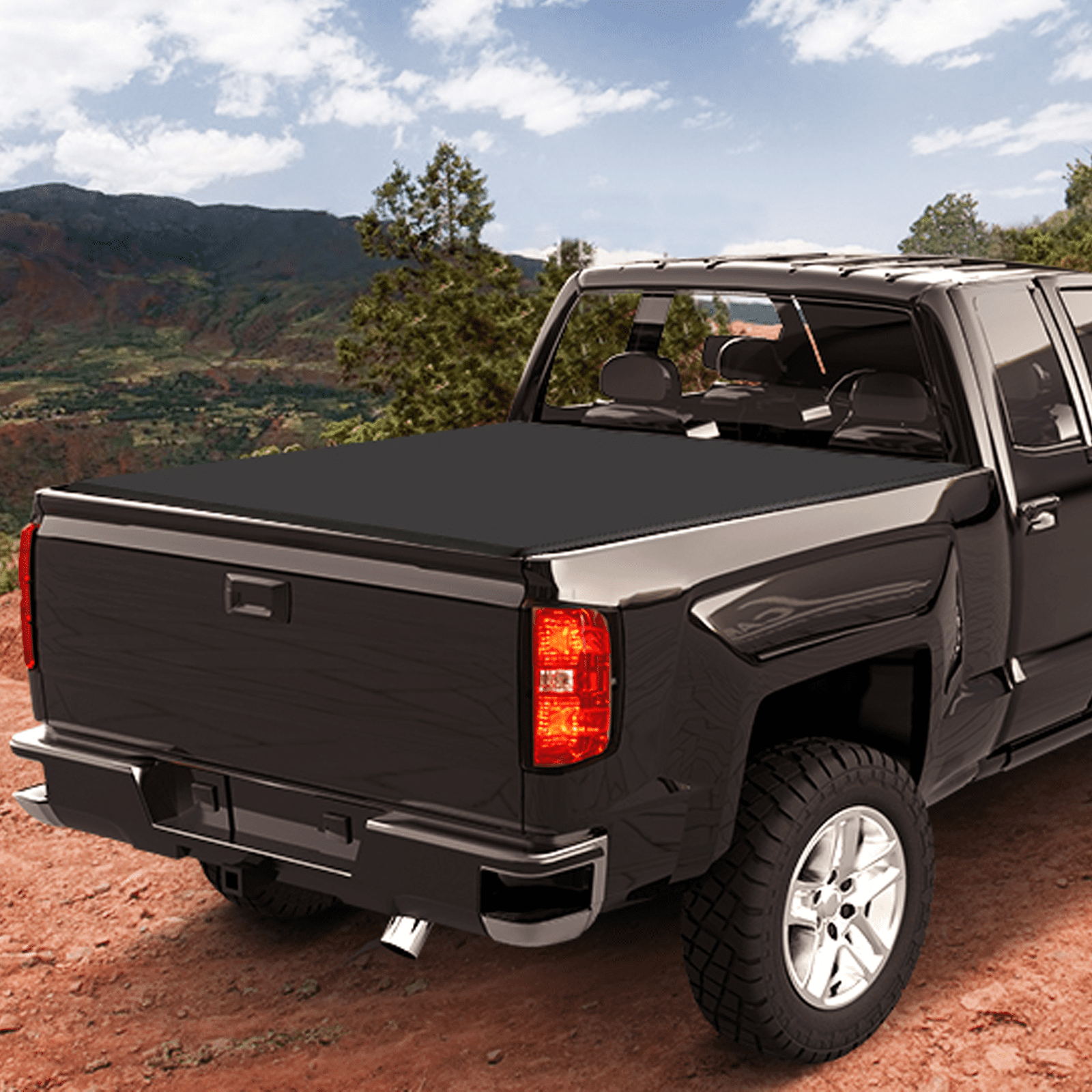 Soft Roll up Truck Bed Tonneau Cover Compatible for 2014-2018 Chevy Silverado 1500,Soft Rolling up Pickup Bed Cover, 5.8FT/6.6FT