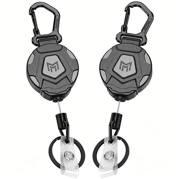 GASTROPOD 2-Pack Retractable Keychain,Heavy Duty Carabiner Badge Holder,Tactical Id Badge Reel Key Chain with 31.5" Steel Retractable Cord,8.0 Oz