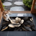 thumbnail image 4 of 2x3 Door Mat Rug, Black Gold Flower Non-Skid Rubber Backing Large Rectangle Rugs - Living Room Bedroom Home Office, Gradient Luxurious Floral Botanical Indoor Floor Mat Carpets Washable Rug, 4 of 9