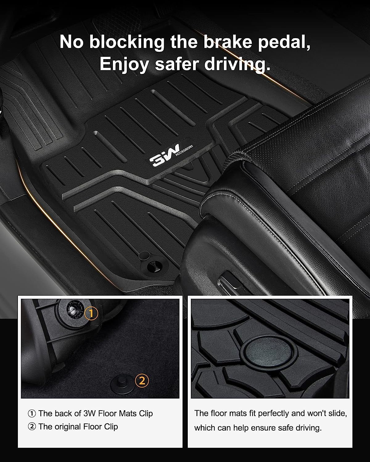 3W Car Floor Mats Fit for 2017-2022 Honda CR-V TPE All-Weather Custom Fit CRV 1st and 2nd Row Floor Liners Set