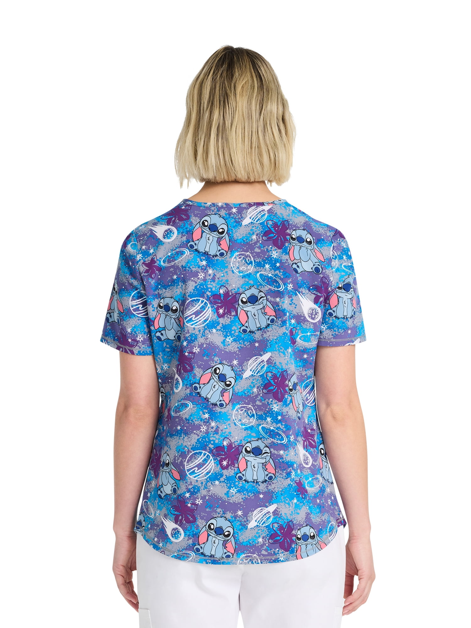 Disney Stitch Comet Women s V Neck Print Scrub Top Sizes XS 3XL Walmart
