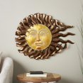thumbnail image 2 of DecMode Copper Metal Sun Wall Decor with Gold Sun Face and Folded Wavy Rays, 2 of 9