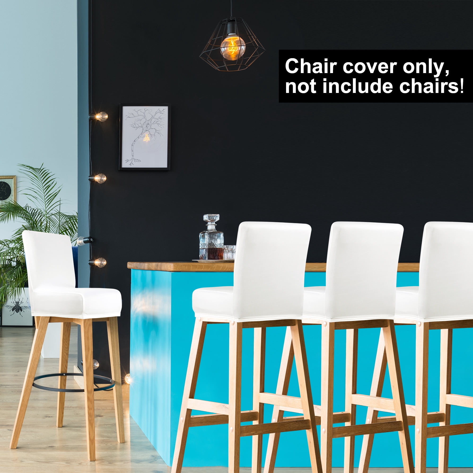 Unique Bargains Bar Stool Covers Counter Height Side Chair Slipcover Snow White 4 Pcs