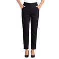 thumbnail image 2 of Oiangi Womens Plus Size Straight Leg Pants High Waist Stretchy Dress Pants Solid Trousers with Pockets for Office Work Business Black 2XL, 2 of 6
