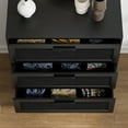 thumbnail image 3 of Eumyviv Mid Century 3-Drawer Chest, Solid Wood MDF Dresser with Black Rattan for Bedroom Living Room, 3 of 12