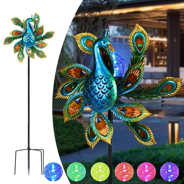 Solar Wind Spinner Outdoor Metal Wind Spinners with LED