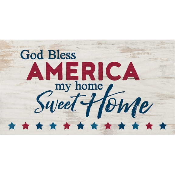 P. Graham Dunn God Bless America Home Sweet Home Whitewash 10 x 5.5 Solid Wood Plank Wall Plaque Sign
