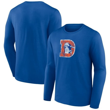 Men's Royal Denver Broncos Throwback Long Sleeve T-Shirt