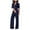 Dark Blue Pants for Women, variant on LMOIPLI Women's Vintage Adjustable Strap Romper Baggy Wide Leg Outfits Plain Color Adjustable Strap Romper Lightweight Long Pants Fashion Summer Clothes Overalls Long Bib Pants Black M