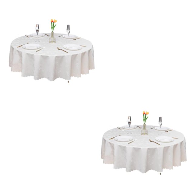 Destyer Nappe Ronde Imperméable et Résistante aux Déchirures pour Grand Application Nappe Ronde Toile Cirée Beige 120cm 2ensemble