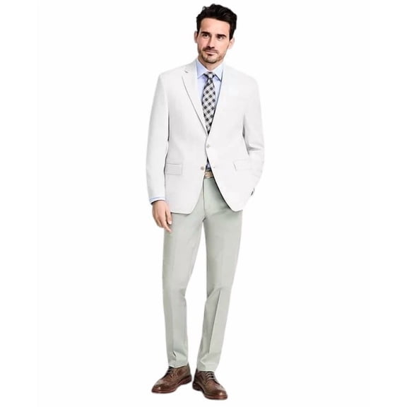 Michael Kors Mens Classic fit Sport Coat Blazer 48 L Light Grey Herringbone Stretch