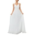 thumbnail image 2 of Aqestyerly Robe de Mariée Sans Manches Unie pour Femmes avec Dentelle, Design Col en V, Parfaite pour les Mariages d'Été, 2 of 6
