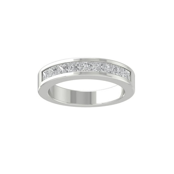 Araiya Fine Jewelry 10K White Gold Princess-shape Lab Grown Diamond Wedding Band Ring ( 1 cttw, D-F Color, VS Clarity) Size 5