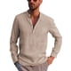 thumbnail image 5 of Camisa casual de algodón para hombre Camisa henley de manga larga con cuello redondo Tops albaricoque xxl oso de fresa Electrónica, 5 of 5