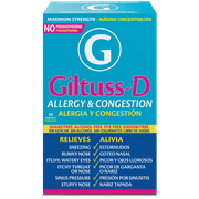 Giltuss-D Allergy and Congestion, Helps You Relieve Allergy Symptoms, Sugar-Free, 20 Tablets