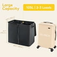 thumbnail image 7 of Norcho 105L Double Laundry Hamper with Lid, Divided Laundry Basket with Removable Bags and Handles, Large Separated Clothes Basket, Black, 7 of 7