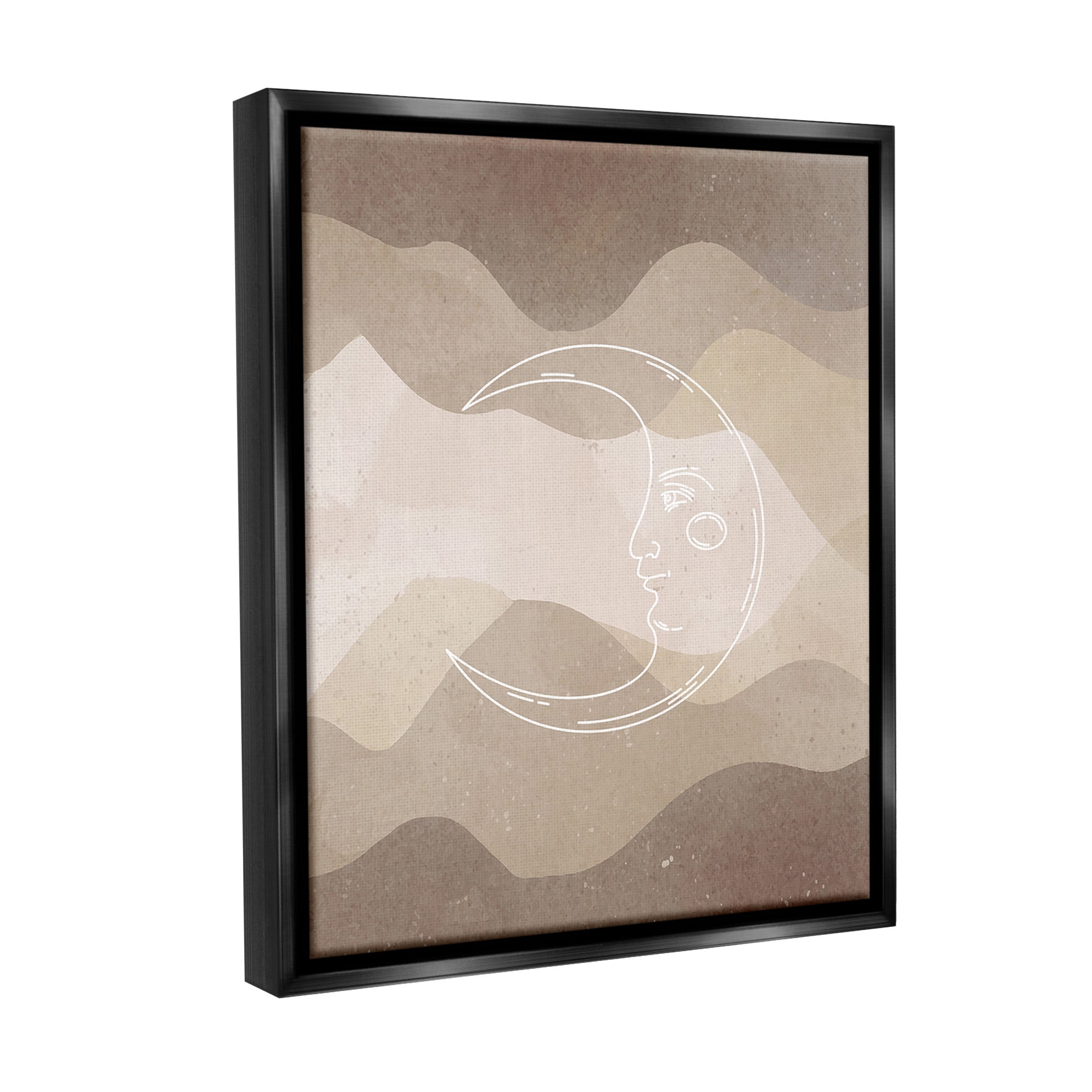 Stupell Industries Boho Celestial Moon Landscape Painting Black Floater Framed Canvas Art Print Wall Art, 25 x 31