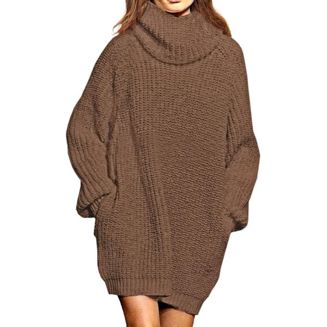 LAICAIW Robe Chandail Longue Ample à Col Roulé Oversize pour Femmes