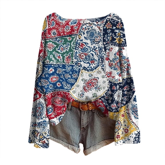Sweaters for Women 2026 Trendy Graphic Print Long Sleeve Crew Neck Pullover Spring Fall Casual Loose Fit Tunic Tops