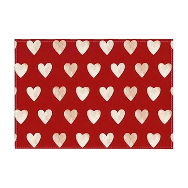 Napperons en Polyester à Thème de la Saint-Valentin – 17,72 Po x 11,81 Po – Imprimé Cœur et Amour Multicolore – Protection de Table Réutilisable pour Fêtes de Fin d'Année