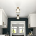 thumbnail image 3 of Evelyn&Zoe 9.5" Blackened Bronze Metal/Fabric Semi Flush Mount, 3 of 5