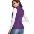 thumbnail image 5 of Fuinloth Women Quilted Vest, Stand Collar Lightweight Zip Padded Gilet Outerwear Coats Purple M, 5 of 5