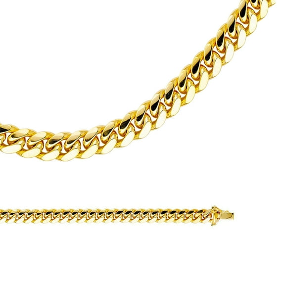 Solid 14k Yellow Gold Chain Miami Cuban Necklace Curb Link Heavy Big Large Genuine 6.9 mm 22 inch