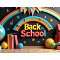 thumbnail image 4 of Colorful School Supplies Themed Back to School Banner with Rainbow Globe Backpack and Stationery Elements for Classroom Decorations School Events Party Photo Backgrounds, 4 of 4