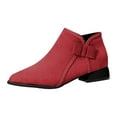 thumbnail image 2 of Women's Slip On Red Ankle Boots Western Pointed Toe Block Low Heel Chelsea Booties Suede Fall Dress Short Boots, 2 of 7