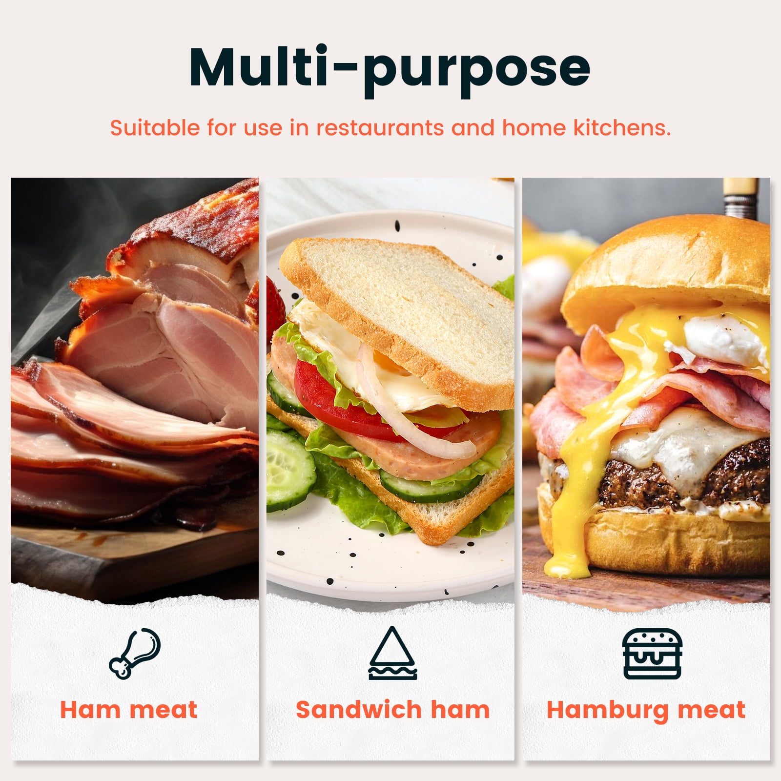 Grusce Stainless Steel Ham Cooker for Making Healthy Homemade Meats, Kitchen Meat Press Mold Tool with Thermometer Anti Scalding Clips for Kitchen Bacon