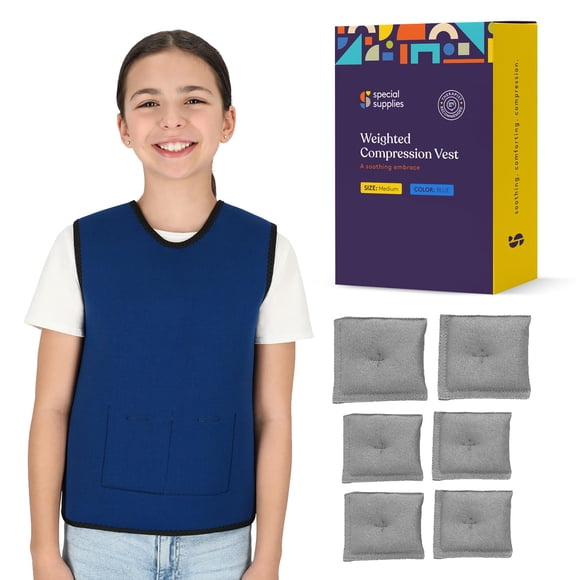 Special Supplies Weighted Sensory Compression Vest for Kids with Adjustable Weight Fit (Medium (Pack of 1))