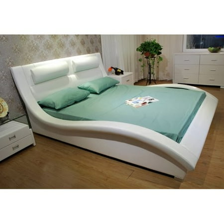 Greatime B1141 Wave Like Shape Upholstered Modern Platform Bed King White Greatime B1141 Wave Like Shape Upholstered Modern Platform Bed King White