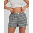 thumbnail image 3 of Musuos Women's Summer Pajama Shorts Casual Elastic Waist Wide Leg Loose Fit Plaid/Solid  Lounge Shorts, 3 of 9