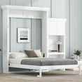 thumbnail image 2 of Euroco Wood Queen Size Murphy Bed with Storage Cabinets and Shelves, Wall Bed with Desk, White, 2 of 21