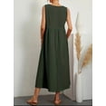 thumbnail image 5 of Women's V Neck Pocketed Midi Dress with Ruched Fit and Size Range ninety five percent polyester and five percent spandex, 5 of 10