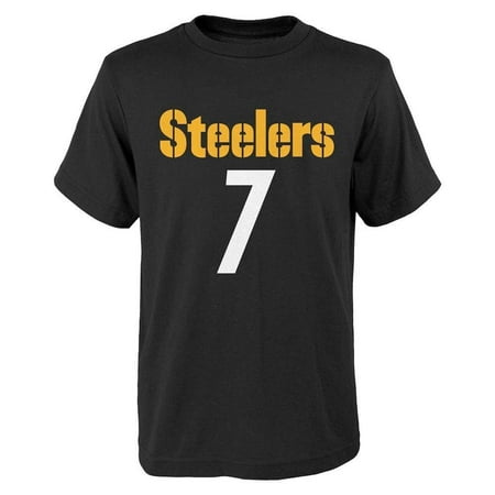 Outerstuff Pittsburgh Steelers Ben Roethlisberger #7 Youth Black Mainliner Name and Number T-Shirt (Youth X-Large
