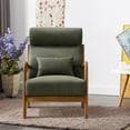 thumbnail image 3 of Bestier Accent Chairs for Living Room, Mid-Century Modern Arm Chair with High Back and Waist Cushion, Upholstered Reading Armchair with Solid Wood Frame, Green, 3 of 8