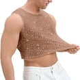 thumbnail image 4 of Ceisia Men's Rhinestone Mesh Crop Top Sleeveless Sheer Tank Top for Party Club Coffee L Gift, 4 of 5