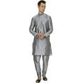 thumbnail image 1 of Royal Kurta Men's Cotton Silk Plain Solid Long Kurta (38, Silver), 1 of 1